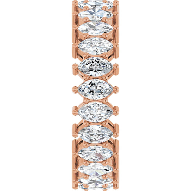 14K Gold Marquise Lab-Grown Diamond Shared-Prong Eternity Band – 4.5x2.5 mm Stones (2 7/8–3 1/4 CTW) - Rose Gold - view 4
