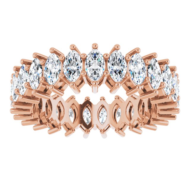 14K Gold Marquise Lab-Grown Diamond Shared-Prong Eternity Band – 4.5x2.5 mm Stones (2 7/8–3 1/4 CTW) - Rose Gold - view 3