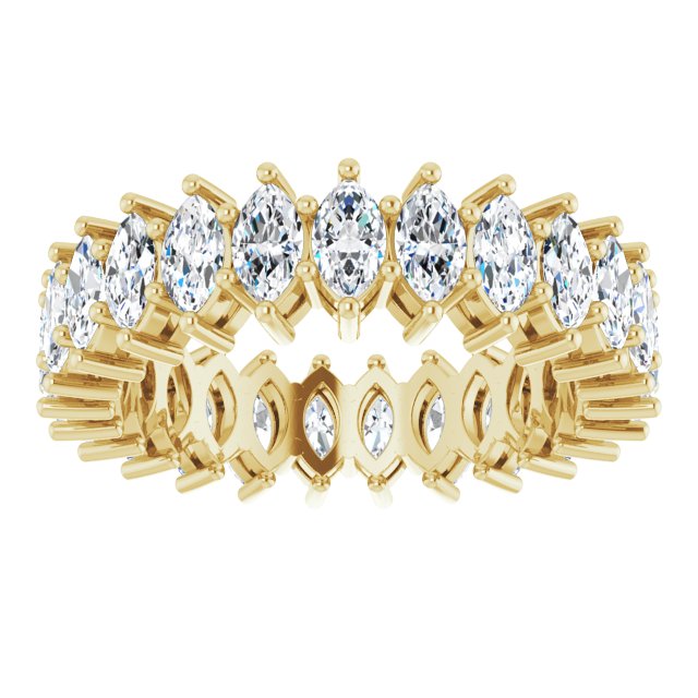 14K Gold Marquise Lab-Grown Diamond Shared-Prong Eternity Band – 4.5x2.5 mm Stones (2 7/8–3 1/4 CTW) - Yellow Gold - view 3