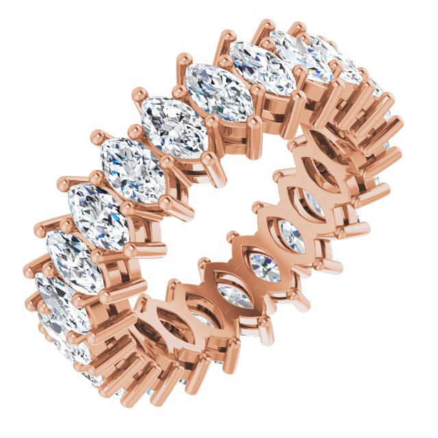 14K Gold Marquise Natural Diamond Shared-Prong Eternity Band – 4.5x2.5 mm Stones (2 7/8–3 1/4 CTW) - Rose Gold