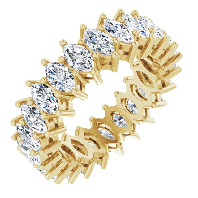 14K Gold Marquise Natural Diamond Shared-Prong Eternity Band – 4.5x2.5 mm Stones (2 7/8–3 1/4 CTW) - Yellow Gold