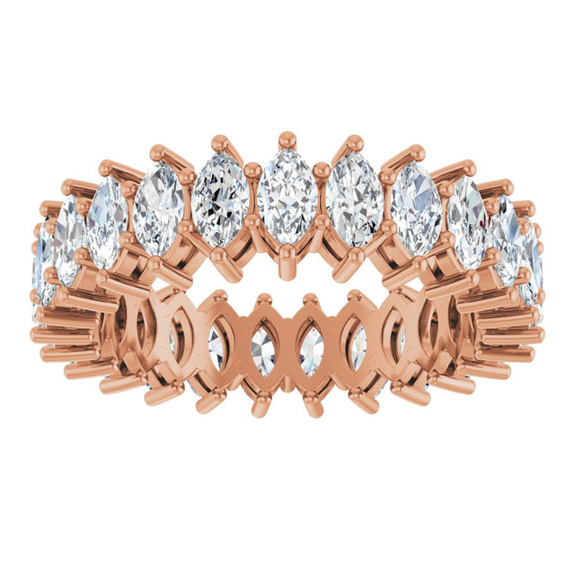 14K Gold Marquise Lab-Grown Diamond Shared-Prong Eternity Band – 4.5x2.5 mm Stones (2 7/8–3 1/4 CTW) - Rose Gold - view 3