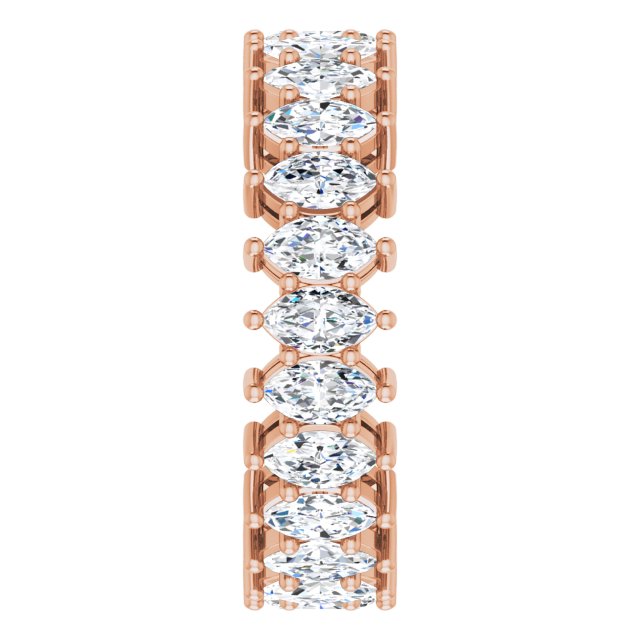 14K Gold Marquise Lab-Grown Diamond Shared-Prong Eternity Band – 4.5x2.5 mm Stones (2 7/8–3 1/4 CTW) - Rose Gold - view 4