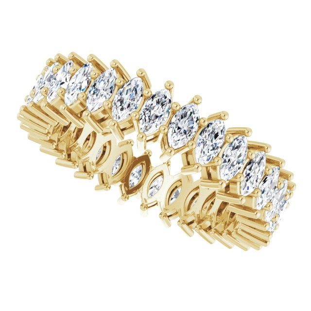 14K Gold Marquise Natural Diamond Shared-Prong Eternity Band – 4x2 mm Stones (1 7/8–2 1/6 CTW) - Yellow Gold - view 5