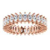 14K Gold Marquise Natural Diamond Shared-Prong Eternity Band – 4x2 mm Stones (1 7/8–2 1/6 CTW) - Rose Gold - view 3