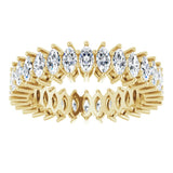14K Gold Marquise Natural Diamond Shared-Prong Eternity Band – 4x2 mm Stones (1 7/8–2 1/6 CTW) - Yellow Gold - view 3
