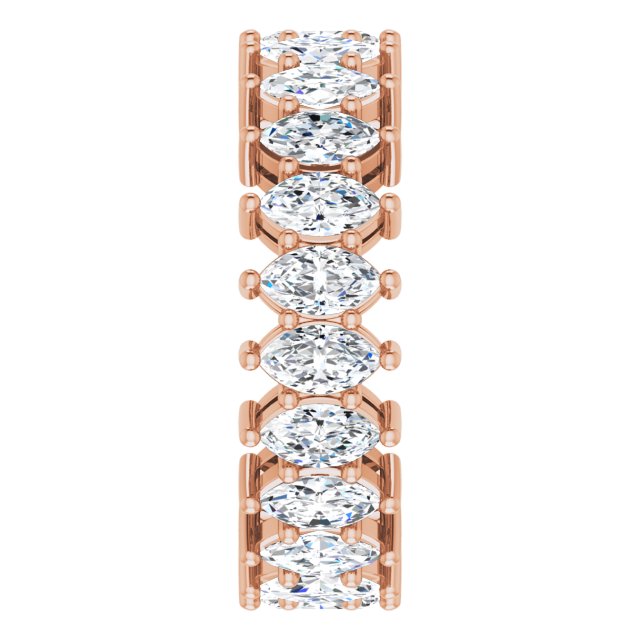 14K Gold Marquise Lab-Grown Diamond Shared-Prong Eternity Band – 4.5x2.5 mm Stones (2 7/8–3 1/4 CTW) - Rose Gold - view 4