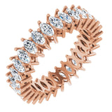 14K Gold Marquise Natural Diamond Shared-Prong Eternity Band – 4x2 mm Stones (1 7/8–2 1/6 CTW) - Rose Gold