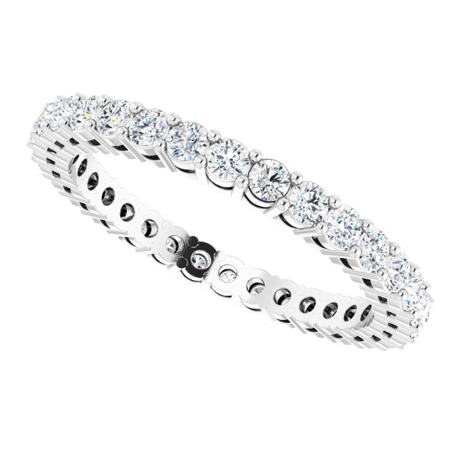 Platinum Round Natural Diamond Shared-Prong Eternity Band – 2 mm Stones (3/4–1 CTW) - view 5