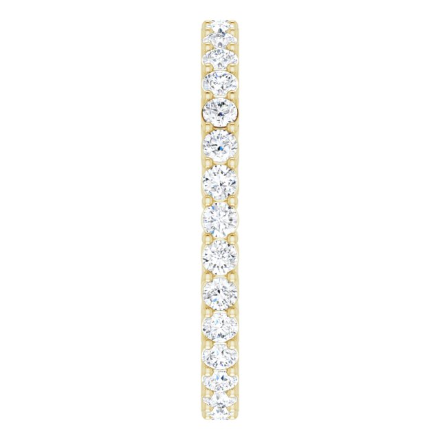 14K Gold Round Natural Diamond Shared-Prong Eternity Band – 2 mm Stones (3/4–1 CTW) - Yellow Gold - view 4