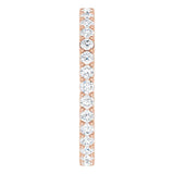 14K Gold Round Natural Diamond Shared-Prong Eternity Band – 2 mm Stones (3/4–1 CTW) - Rose Gold - view 4