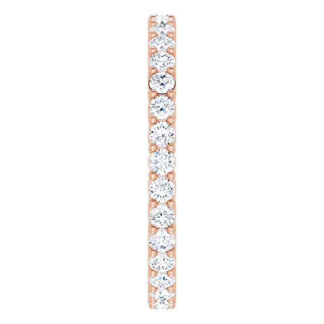 14K Gold Round Natural Diamond Shared-Prong Eternity Band – 2 mm Stones (3/4–1 CTW) - Rose Gold - view 4