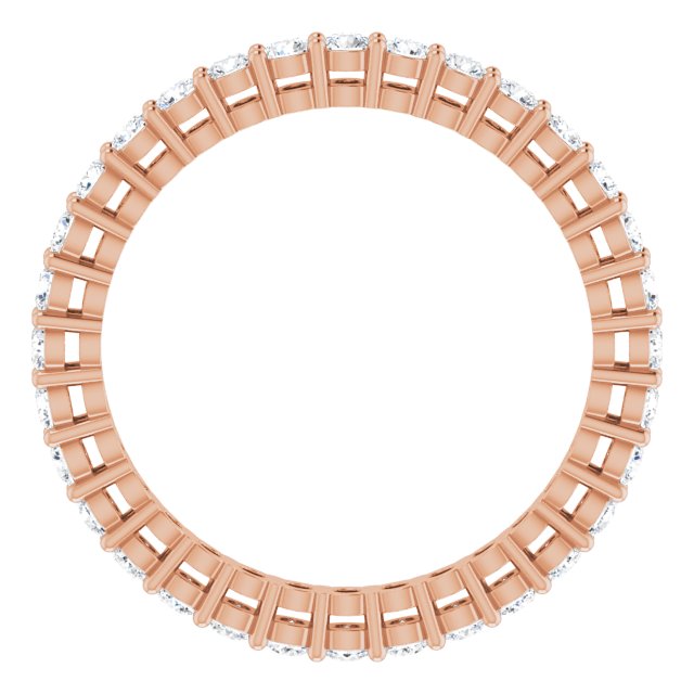 14K Gold Round Natural Diamond Shared-Prong Eternity Band – 2 mm Stones (3/4–1 CTW) - Rose Gold - view 2