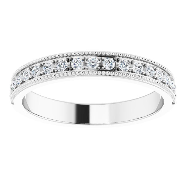 Platinum Round Natural Diamond Milgrain Edge Anniversary Band – 1/5–3/8 CTW - view 3
