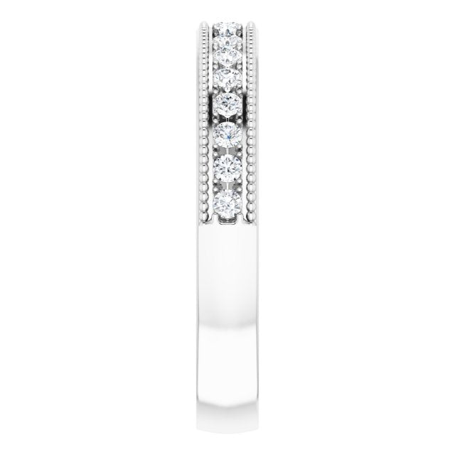 Platinum Round Natural Diamond Milgrain Edge Anniversary Band – 1/5–3/8 CTW - view 4