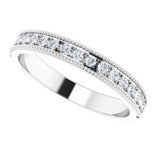 Platinum Round Natural Diamond Milgrain Edge Anniversary Band – 1/5–3/8 CTW - view 5