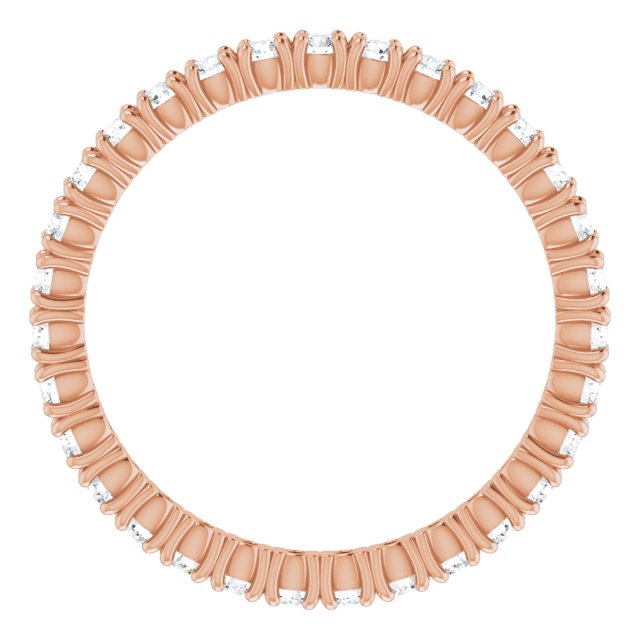 14K Gold Round Natural Diamond Shared Split-Prong Eternity Band – 1.7 mm Stones - Rose Gold - view 2