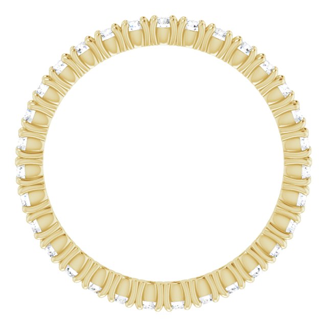 14K Gold Round Natural Diamond Shared Split-Prong Eternity Band – 1.7 mm Stones - Yellow Gold - view 2