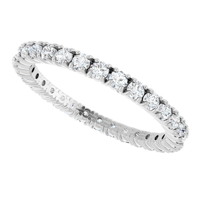 14K Gold Round Lab-Grown Diamond Shared Split-Prong Eternity Band – 2 mm Stones - White Gold - view 5