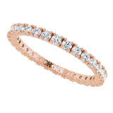14K Gold Round Natural Diamond Shared Split-Prong Eternity Band – 1.7 mm Stones - Rose Gold - view 6