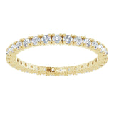 14K Gold Round Natural Diamond Shared Split-Prong Eternity Band – 1.7 mm Stones - Yellow Gold - view 3