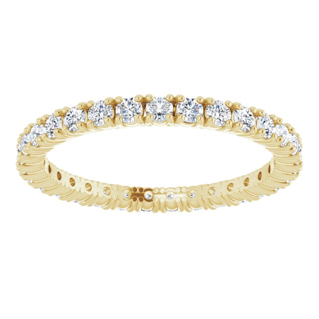 14K Gold Round Natural Diamond Shared Split-Prong Eternity Band – 1.7 mm Stones - Yellow Gold - view 3