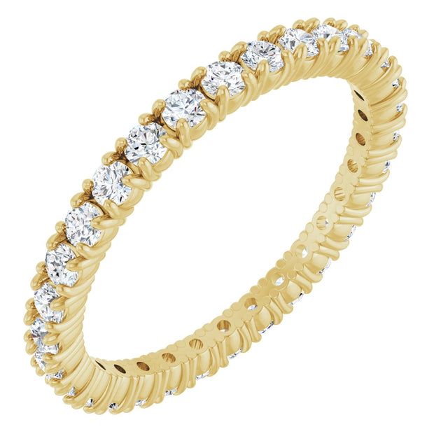 14K Gold Round Lab-Grown Diamond Shared Split-Prong Eternity Band – 2 mm Stones - Yellow Gold