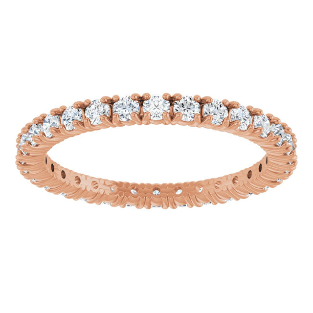 14K Gold Round Lab-Grown Diamond Shared Split-Prong Eternity Band – 2 mm Stones - Rose Gold - view 3