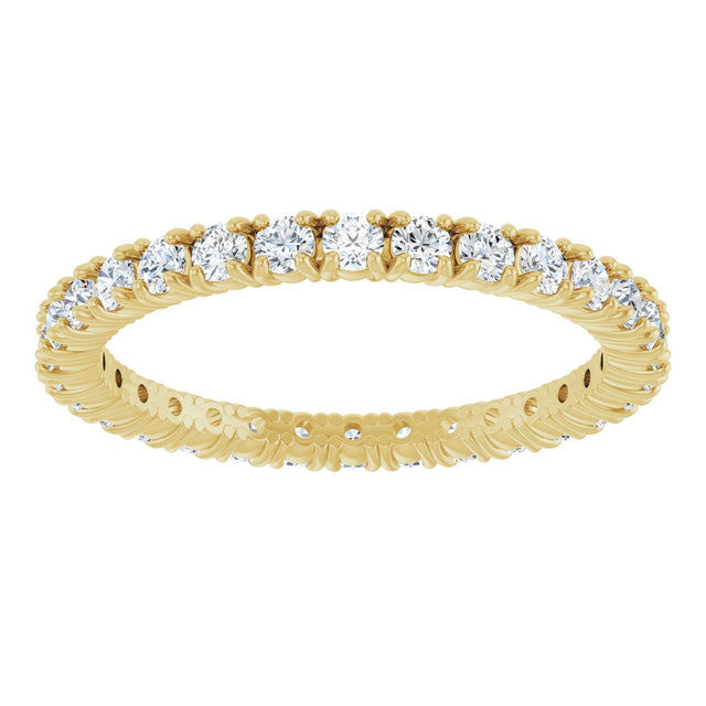 14K Gold Round Lab-Grown Diamond Shared Split-Prong Eternity Band – 2 mm Stones - Yellow Gold - view 3