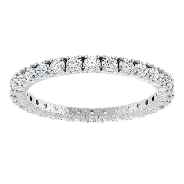 14K Gold Round Lab-Grown Diamond Shared Split-Prong Eternity Band – 2 mm Stones - White Gold - view 3