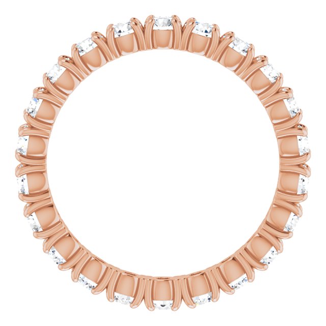 14K Gold Round Lab-Grown Diamond Shared Split-Prong Eternity Band – 2.5 mm Stones - Rose Gold - view 2