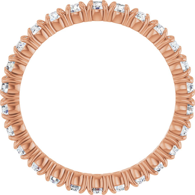 14K Gold Round Lab-Grown Diamond Shared Split-Prong Eternity Band – 2 mm Stones - Rose Gold - view 2