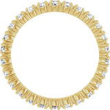 18K Gold Round Natural Diamond Shared Split-Prong Eternity Band – 2 mm Stones - Yellow Gold - view 2