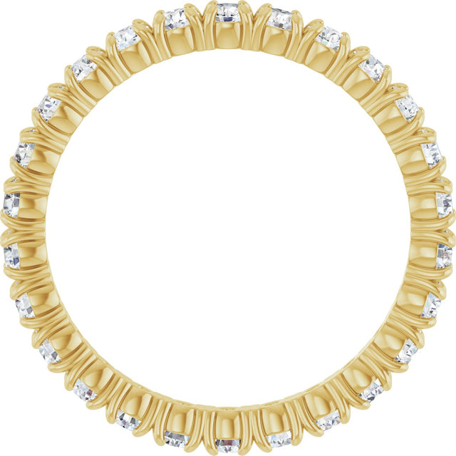 18K Gold Round Natural Diamond Shared Split-Prong Eternity Band – 2 mm Stones - Yellow Gold - view 2