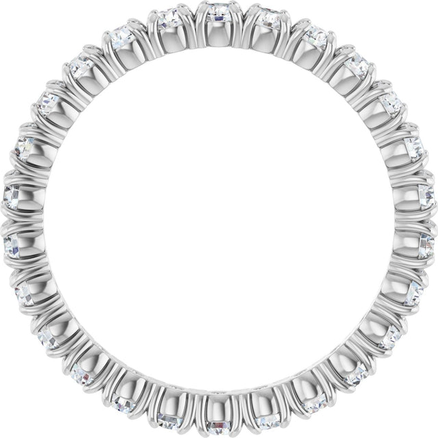 18K Gold Round Natural Diamond Shared Split-Prong Eternity Band – 2 mm Stones - White Gold - view 2