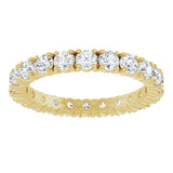 14K Gold Round Natural Diamond Shared Split-Prong Eternity Band – 2.5 mm Stones - Yellow Gold - view 3