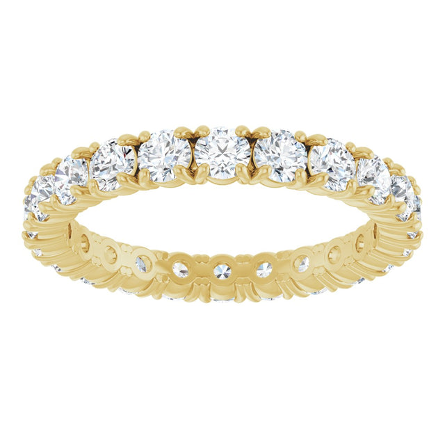 14K Gold Round Natural Diamond Shared Split-Prong Eternity Band – 2.5 mm Stones - Yellow Gold - view 3