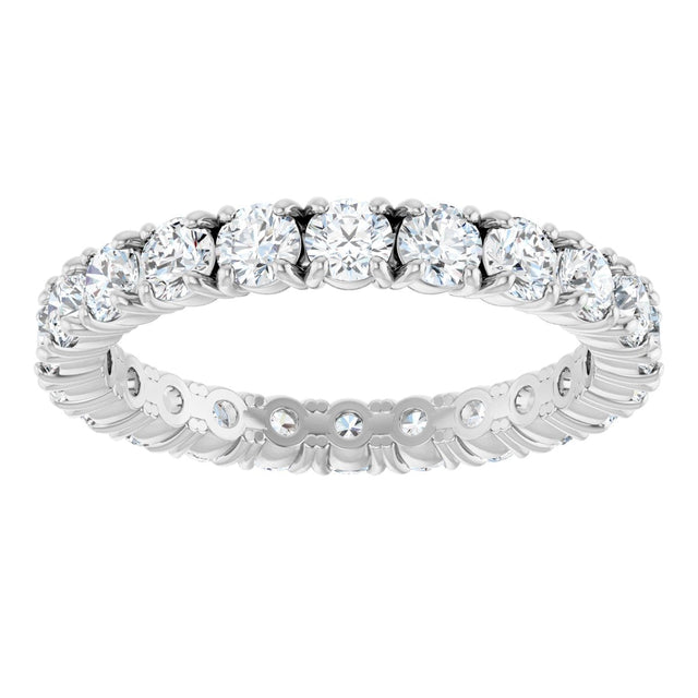 14K Gold Round Natural Diamond Shared Split-Prong Eternity Band – 2.5 mm Stones - White Gold - view 3