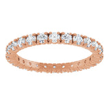 14K Gold Round Lab-Grown Diamond Shared Split-Prong Eternity Band – 2 mm Stones - Rose Gold - view 3