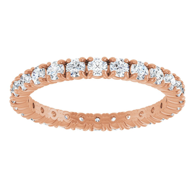 14K Gold Round Lab-Grown Diamond Shared Split-Prong Eternity Band – 2 mm Stones - Rose Gold - view 3