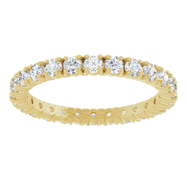18K Gold Round Natural Diamond Shared Split-Prong Eternity Band – 2 mm Stones - Yellow Gold - view 3