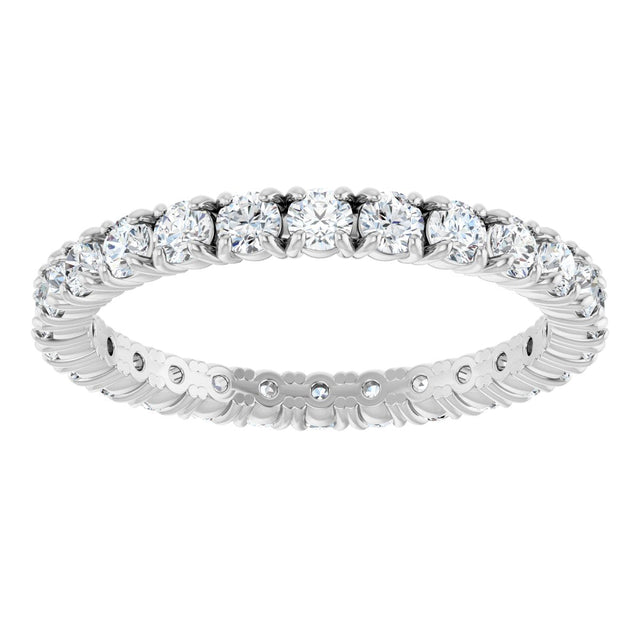 18K Gold Round Natural Diamond Shared Split-Prong Eternity Band – 2 mm Stones - White Gold - view 3