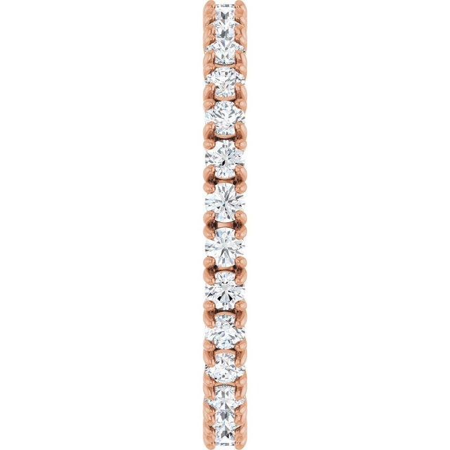 14K Gold Round Lab-Grown Diamond Shared Split-Prong Eternity Band – 2 mm Stones - Rose Gold - view 5