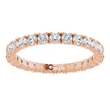 14K Gold Round Lab-Grown Diamond Shared Split-Prong Eternity Band – 2 mm Stones - Rose Gold - view 3