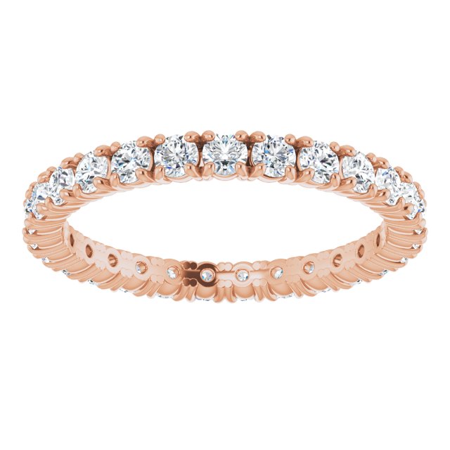 14K Gold Round Lab-Grown Diamond Shared Split-Prong Eternity Band – 2 mm Stones - Rose Gold - view 3