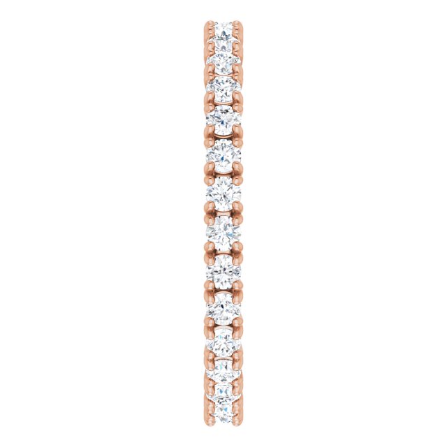 14K Gold Round Lab-Grown Diamond Shared Split-Prong Eternity Band – 1.7 mm Stones - Rose Gold - view 5