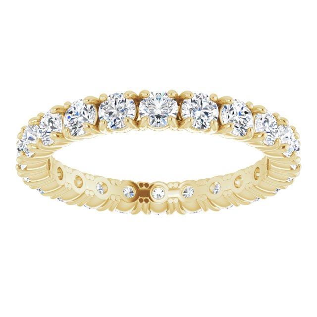 14K Gold Round Lab-Grown Diamond Shared Split-Prong Eternity Band – 2.5 mm Stones - Yellow Gold - view 3