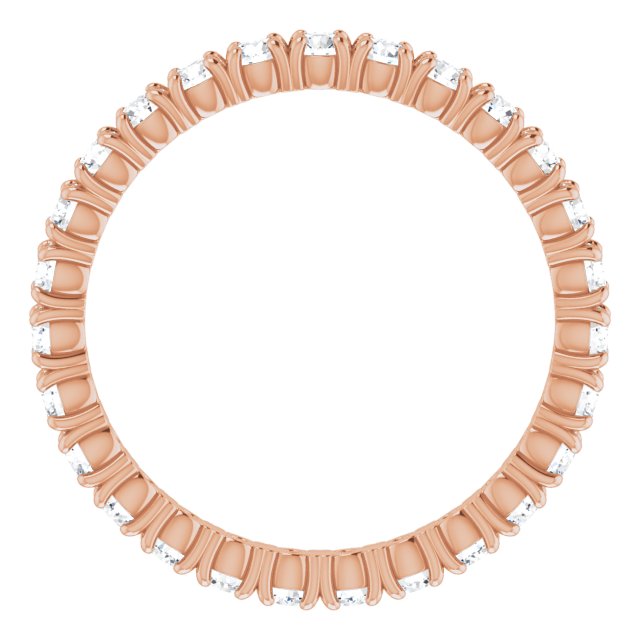 14K Gold Round Lab-Grown Diamond Shared Split-Prong Eternity Band – 2 mm Stones - Rose Gold - view 2