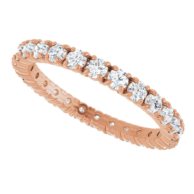 14K Gold Round Lab-Grown Diamond Shared Split-Prong Eternity Band – 2 mm Stones - Rose Gold - view 5