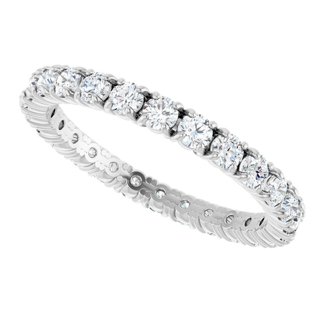 18K Gold Round Natural Diamond Shared Split-Prong Eternity Band – 2 mm Stones - White Gold - view 6